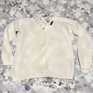 White Criss Cross Back Sweater